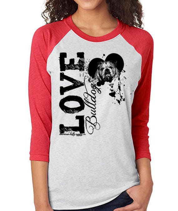 Love-A-Bulldog Baseball-T-Shirt - Damen-Raglan-Shirt, Unisex-Passform von BullySupplies
