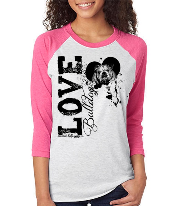 Love-A-Bulldog Baseball-T-Shirt - Damen Raglan-Shirt von BullySupplies