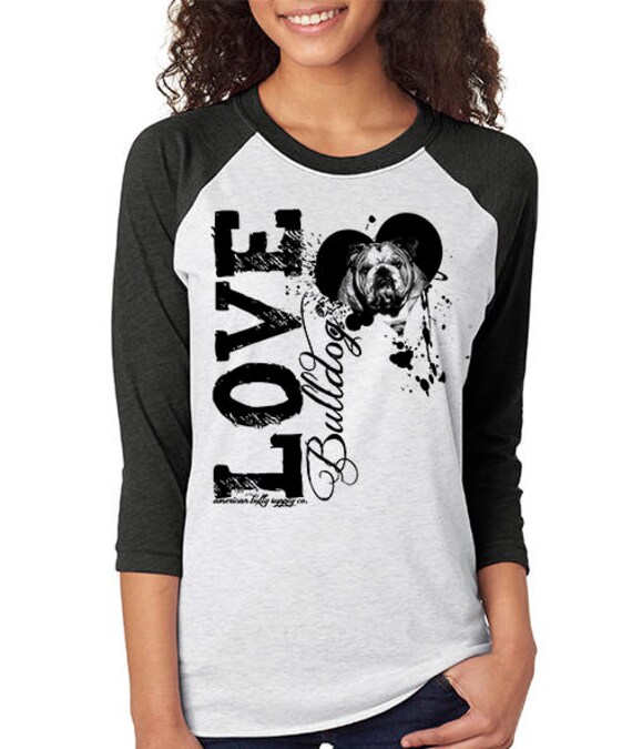 Love-A-Bulldog Baseball-T-Shirt - Damen Unisex Fit von BullySupplies