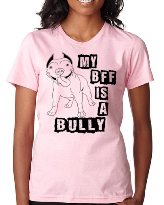 Meine Bff Ist A Bully Damen Rundhalsausschnitt Pit Bull T-Shirt Schläger Shirt Meine Bff Ein Pitbull Größen Klein Aber 2 X von BullySupplies