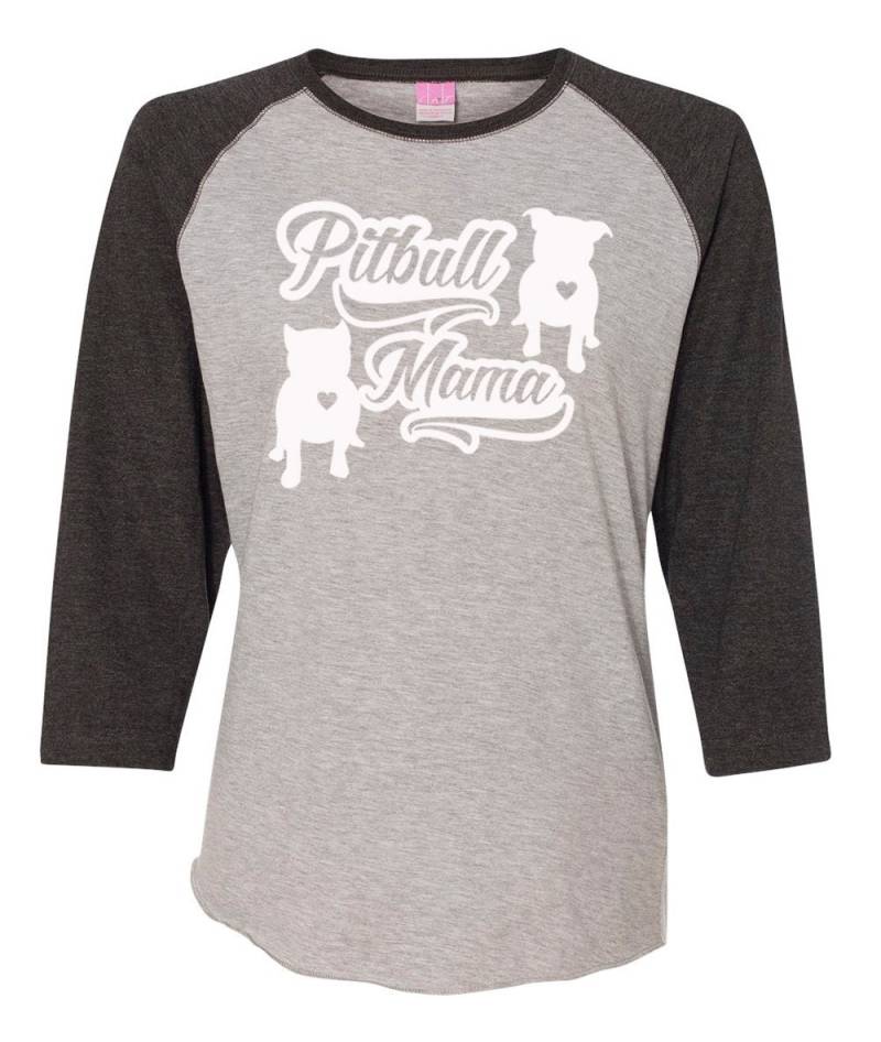 Pitbull-Mama Damen Baseballshirt Für Pit Bull Und Bully-Rasse-Liebhaber Weißer Print Womens Klein - Xl 2 X von BullySupplies