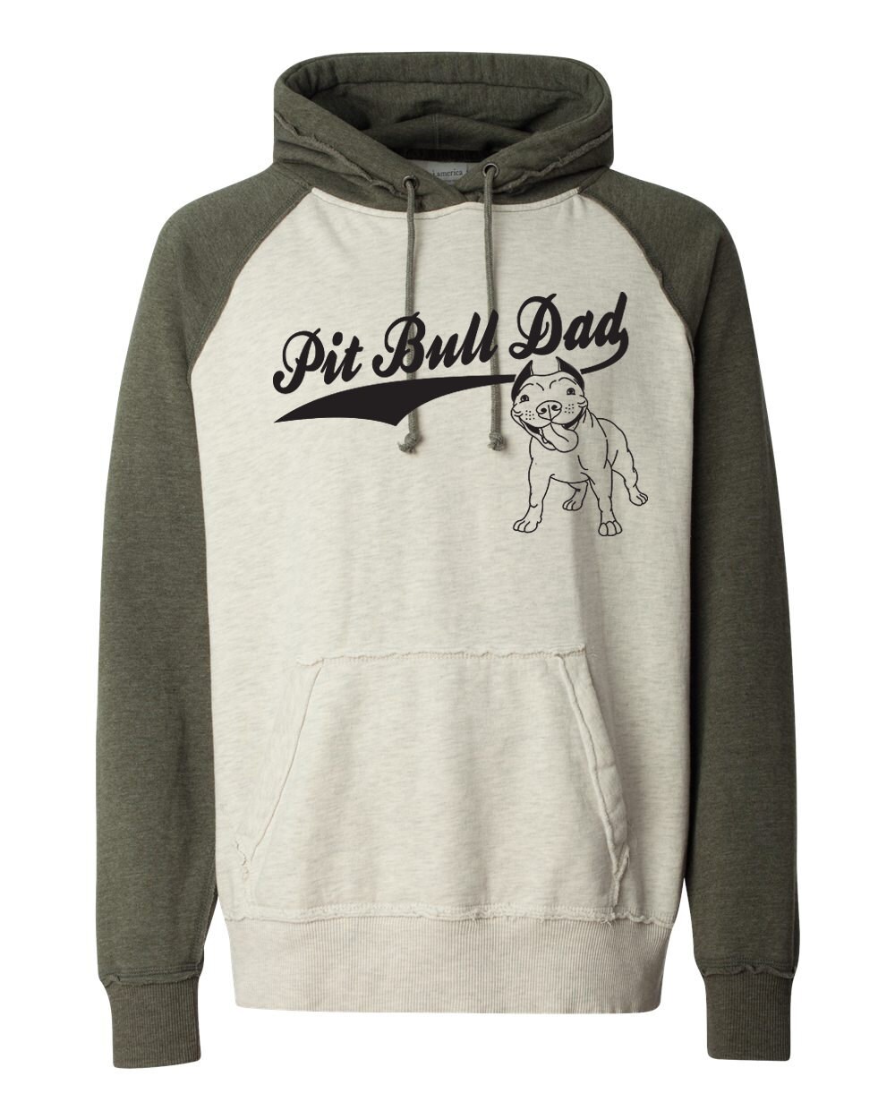 Pitbull Papa Vintage Raglan Ärmel, Kapuze Pullover Pit Bull Hoodie Kapuzenjacke Pitbull Sweatershirt von BullySupplies