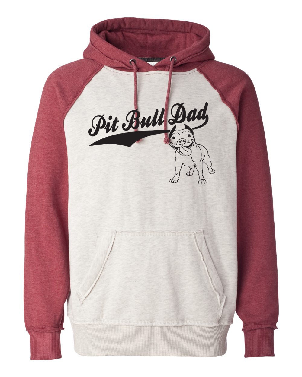 Pitbull Papa Vintage Raglan Ärmel, Kapuze Pullover Pit Bull Hoodie Kapuzenjacke Pitbull Sweatershirt von BullySupplies