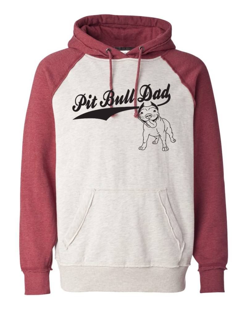 Pitbull Papa Vintage Raglan Ärmel, Kapuze Pullover Pit Bull Hoodie Kapuzenjacke Pitbull Sweatershirt von BullySupplies