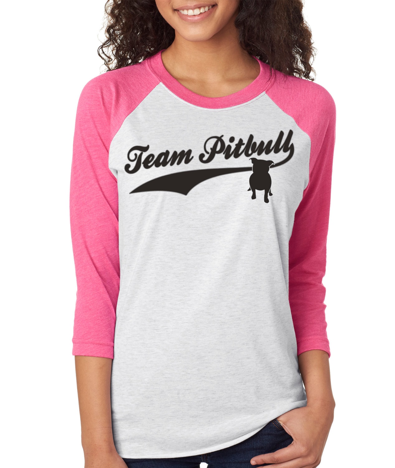Team Pitbull Baseball-T-Shirt, Damen Raglan-Shirt, Unisex-Passform von BullySupplies