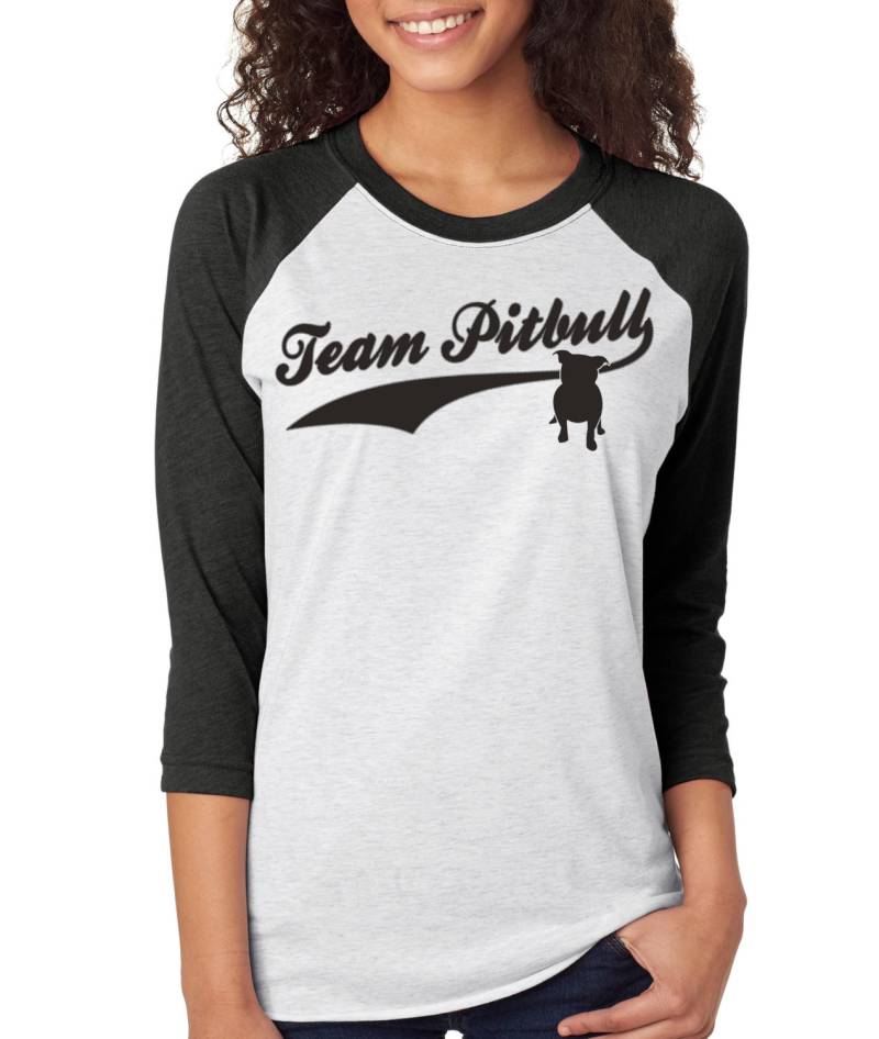 Team Pitbull Baseball-T-Shirt, Frauen Bully Shirt, Raglan-Ärmel von BullySupplies