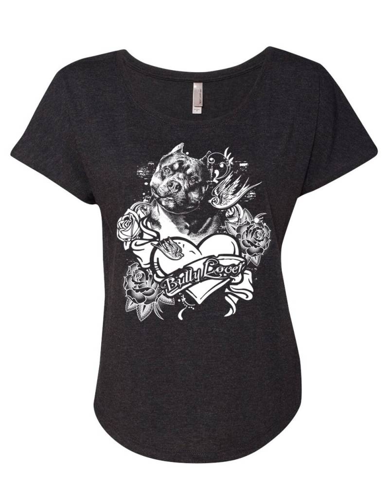 Tyrann Lover Frauen Flowy Shirt Für Pitbull Und Bully Rasse Liebhaber in Klein - Größen Womens Damen 2 X von BullySupplies