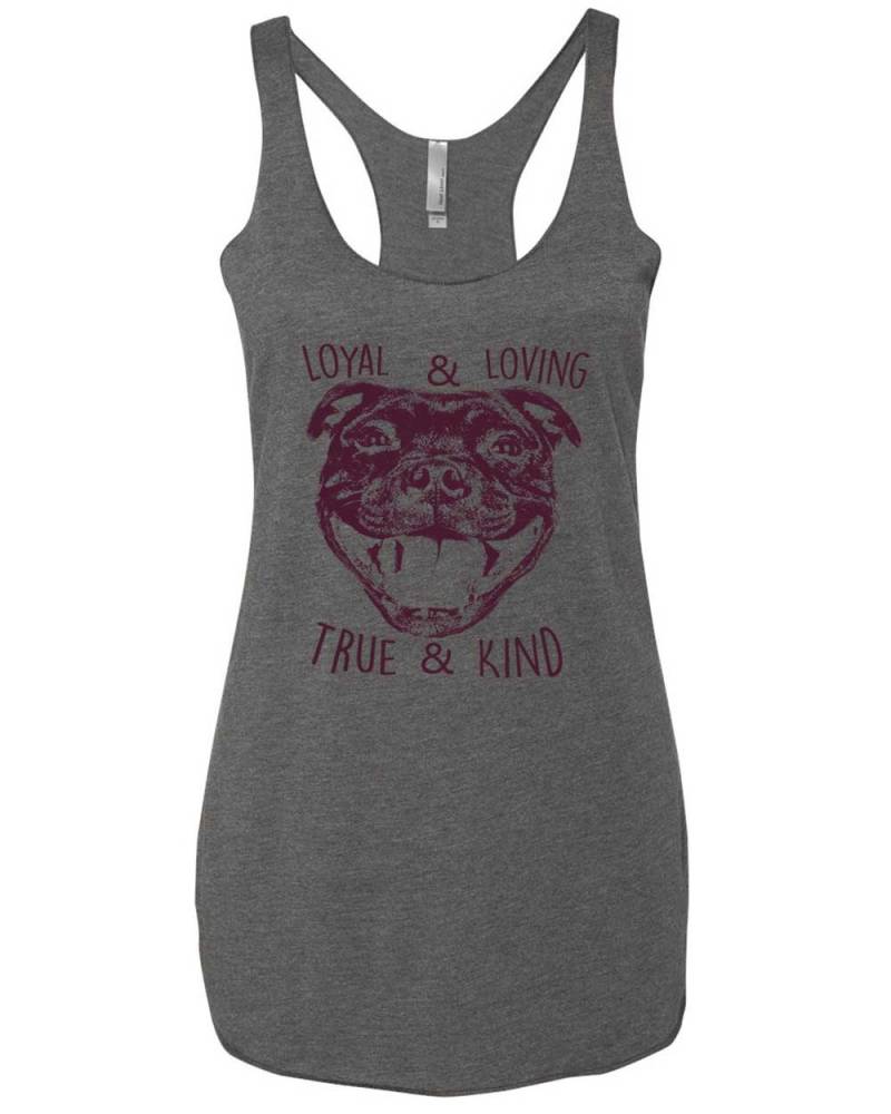Wahr Und Liebevolle Art Treuen Pit Bull Liebhaber Tank-Top, Tri-Mischung-Tank-Top Für Damen Größen Klein 2 X von BullySupplies