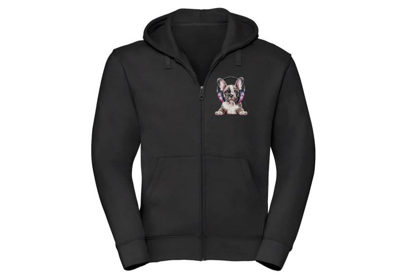 Bullyfriend Kapuzensweatshirt Bullyfriend Zipper Hoodie mit Französische Bulldogge Frontprint Mit Kapuze, Print von Bullyfriend