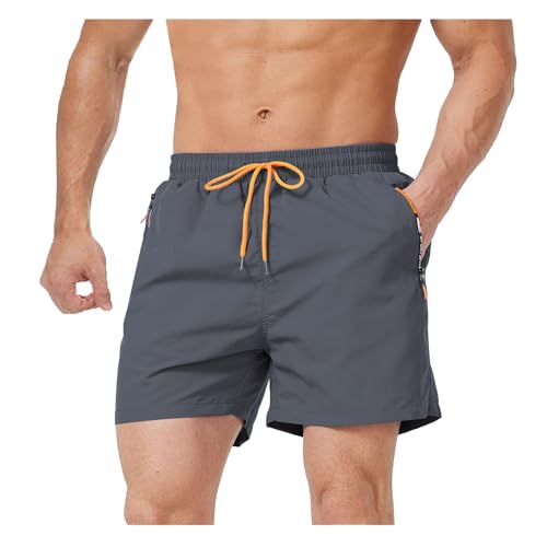 Bulobulo Badehose Herren Badeshorts Herren Kurz mit Reissverschluss Bademode Männer Schwimmhose Schnelltrocknend Schwimmshorts Swimming Shorts Men Swimwear Trunks Grau 3XL von Bulobulo