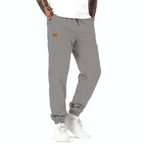 Bulobulo Hosen Herren Cargo Chino Jogginghose Herren Baumwolle Cargohose Freizeithose Lang Hose Herren Stretch Männer Hosen mit Gummizug Pants Jogger Herren mit Kordelzug Grau XL von Bulobulo