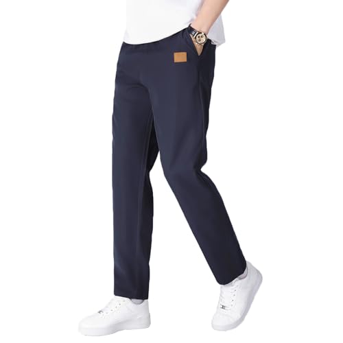 Bulobulo Hosen Herren Freizeithose Herren Chino Cargo Hose Herren Jogginghose Herren Lang Bequeme Hose Pants mit Gummizug Männer Hosen Taille mit Kordelzug Blau M von Bulobulo