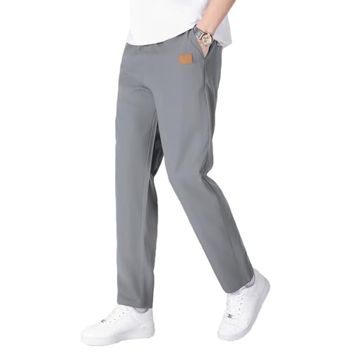 Bulobulo Hosen Herren Freizeithose Herren Chino Cargo Hose Herren Jogginghose Herren Lang Bequeme Hose Pants mit Gummizug Männer Hosen Taille mit Kordelzug Grau S von Bulobulo