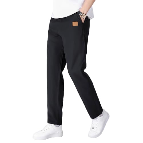 Bulobulo Hosen Herren Freizeithose Herren Chino Cargo Hose Herren Jogginghose Herren Lang Bequeme Hose Pants mit Gummizug Männer Hosen Taille mit Kordelzug Schwarz M von Bulobulo