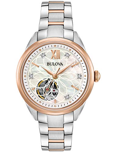 Bulova Damen Analog Automatisch Uhr mit Edelstahl Armband 98P170 von Bulova