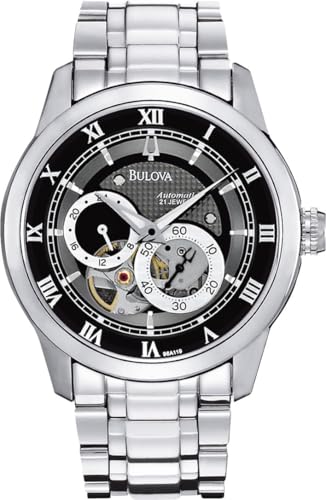 Bulova Automatic 96A119 - Herren Designer-Automatikuhr - Armband aus Edelstahl - schwarzes Zifferblatt von Bulova