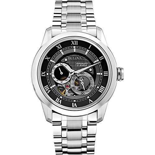 Bulova Automatic 96A119 - Herren Designer-Automatikuhr - Armband aus Edelstahl - schwarzes Zifferblatt von Bulova