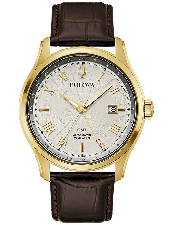 Bulova Automatikuhr Herren-Wilton GMT Braun/Goldfarben von Bulova