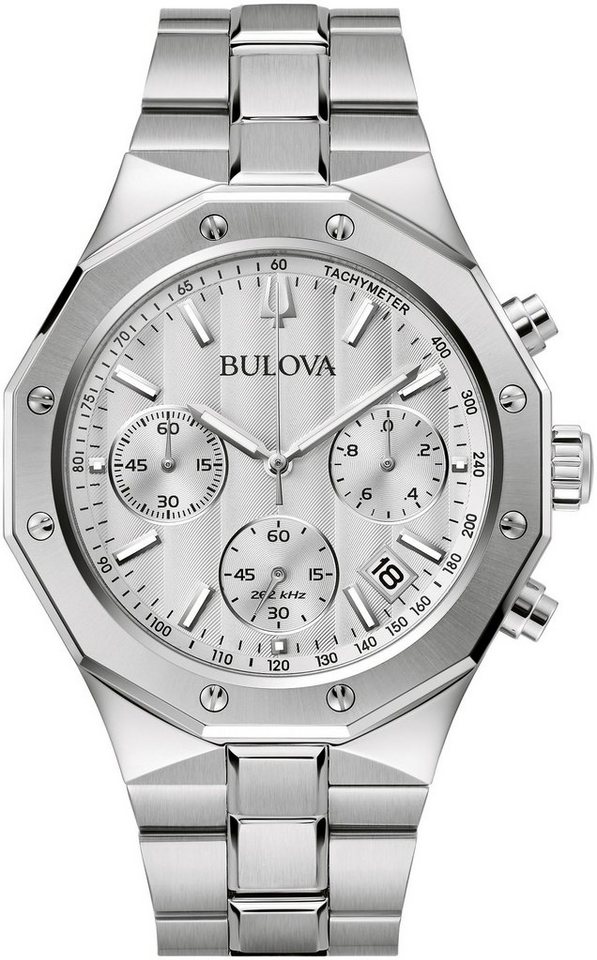Bulova Chronograph 96B408, Armbanduhr, Quarzuhr, Herrenuhr, Edelstahlarmband, Saphirglas von Bulova