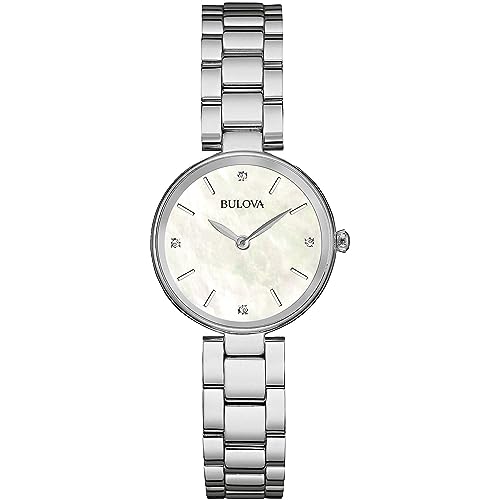 Bulova Diamond 96S159 - Damen Designer-Armbanduhr - Edelstahl - Weiß von Bulova