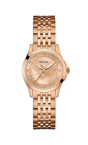 Bulova Diamond 97S112 - Damen Designer-Armbanduhr - Perlmutt-Zifferblatt - Roségoldfarben von Bulova