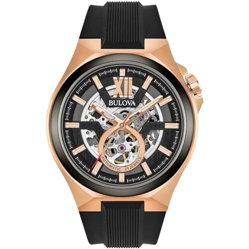 Bulova Herren Analog Automatik Uhr mit Gummi Armband 98A177 von Bulova