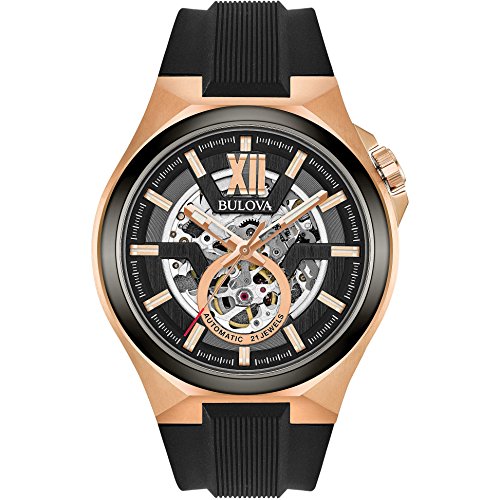 Bulova Herren Fashionuhr Classic in der Farbe Bicolor mit Gummiarmband, Gehäusedurchmesser: 46 mm, 98A177 von Bulova