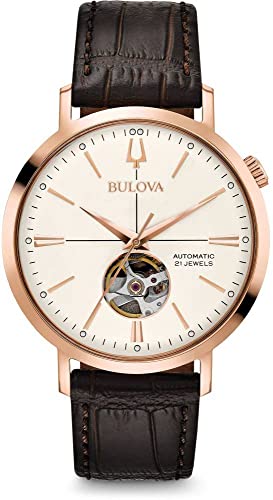 Bulova Herren Analog Automatik Uhr mit Leder Armband 97A136 von Bulova