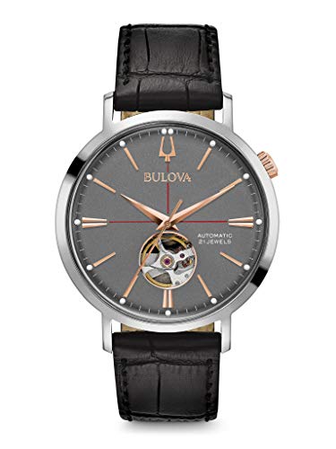 Bulova Herren Analog Automatik Uhr mit Leder Armband 98A187 von Bulova