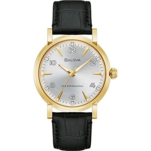 Bulova Herren Analog Automatisch Uhr mit Leder Armband 97A152 von Bulova