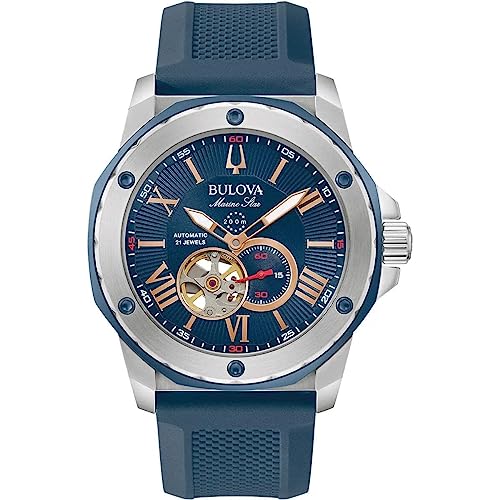 Bulova Herren Analog Mechanisch Uhr mit Gummi Armband 98A282 von Bulova