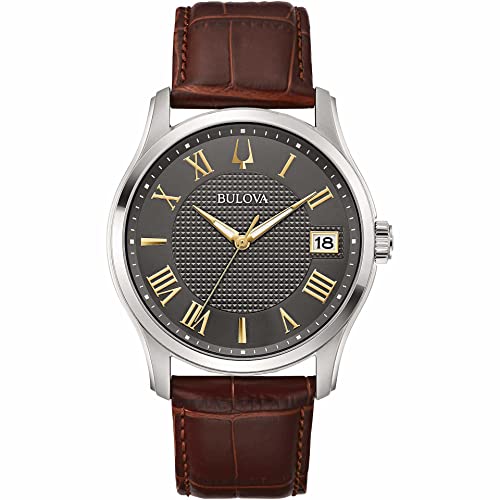Bulova Herren Analog Quarz Uhr mit Leder Armband 96B389 von Bulova