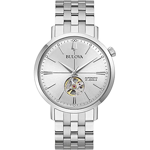 Bulova Herren Automatik Armband-Uhr aus Edelstahl mit Edelstahl Band - Aerojet - 96A276 von Bulova