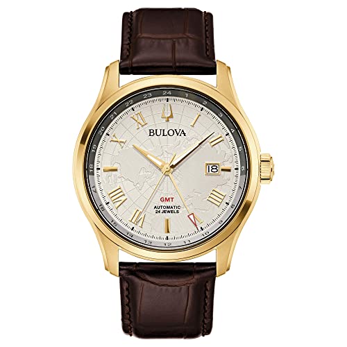 Bulova Herren Analog Automatik Uhr mit Leder Armband 97B210 von Bulova