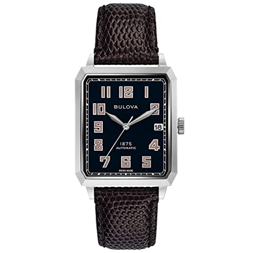 Bulova Herren Automatik Armbanduhr aus Edelstahl mit Lederarmband - Swiss Made Limited Edition - 96B332 von Bulova