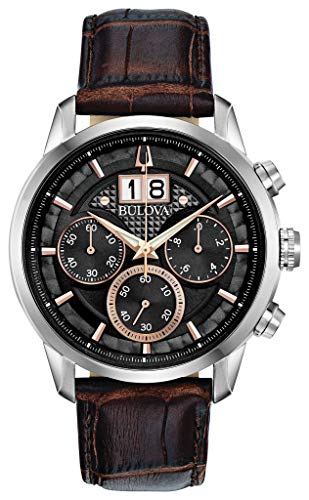 Bulova Herren Analog Quarz Uhr mit Leder Armband 96B311 von Bulova