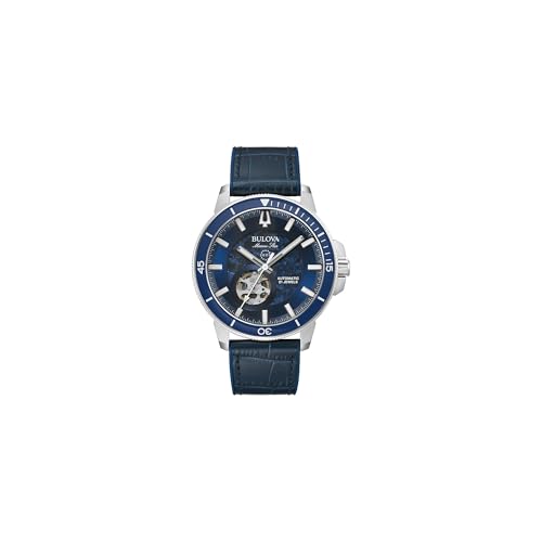 Bulova Herren Marine Star 'Series C' Automatik Edelstahl 3-Zeiger Uhr Ausstellungsgehäuse Drehbare Lünette, Blaues Band, Marine Star Series C Quarz-Armband aus silberfarbenem Edelstahl von Bulova