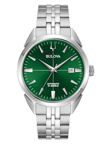 Bulova Sutton Automatic Men's Watch, Green 96B424, Stahlgehäuse und Armband von Bulova
