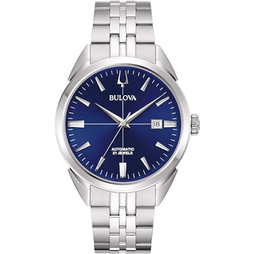 Bulova Sutton Automatic Men's Watch, Blue 96B425, Stahlgehäuse und Armband von Bulova