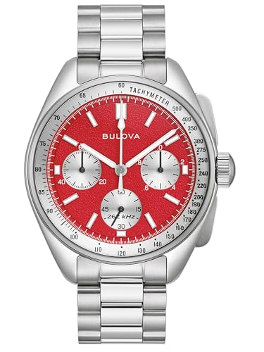 Bulova Herrenuhr Chronograph Lunar Pilot Rot mit 2 Bändern 96K115 von Bulova