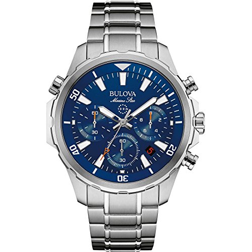 Bulova Marine Star 96B256 - Herren Designer-Armbanduhr - Armband aus Edelstahl - wasserdicht - blaues Zifferblatt von Bulova