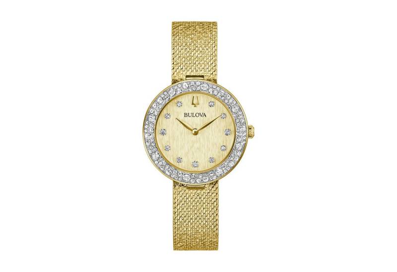 Bulova Quarzuhr Goddess of Time 98L321, Armbanduhr, Damenuhr, Edelstahlarmband, analog, Kristallsteine von Bulova