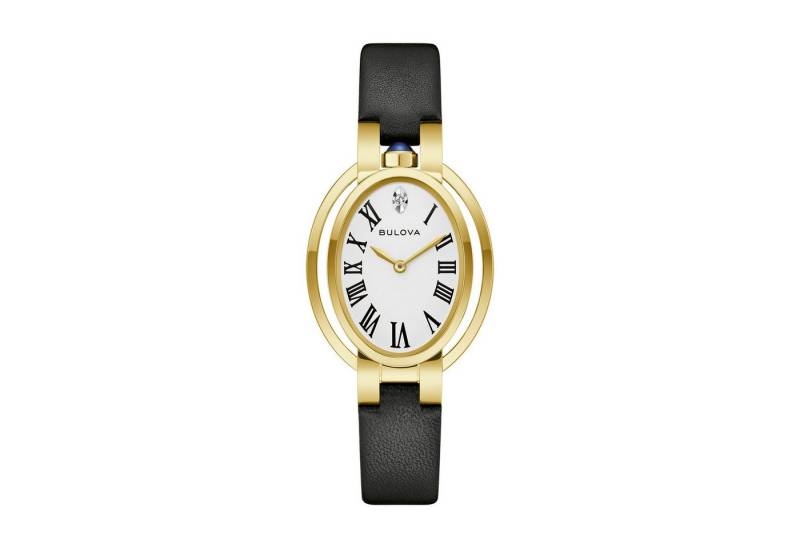 Bulova Quarzuhr Lunar Pilot Timascus 97P180, Armbanduhr, Damenuhr, Lederarmband, analog, Diamant von Bulova