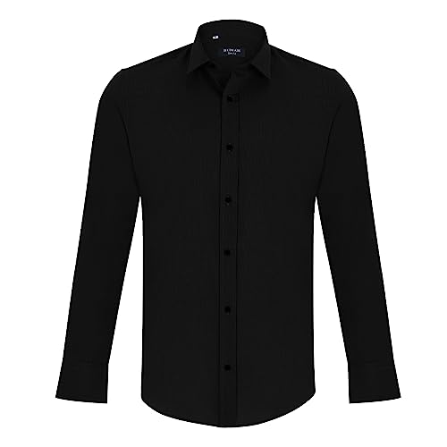 Bumah Hemd Herren Slim Fit - Bügelleicht, Langarm, Business, Casual, Freizeithemd, Shirt, Modern Fit, Lässiges (as3, Alpha, l, Regular, Regular, Schwarz) von Bumah