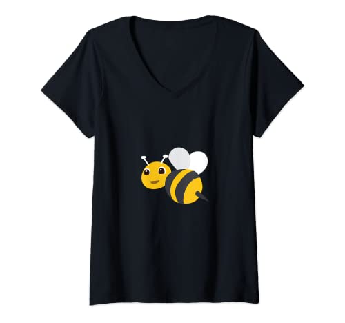 Damen T-Shirt mit Hummelmotiv, Schwarz und Gelb T-Shirt mit V-Ausschnitt von Bumblebee Tees