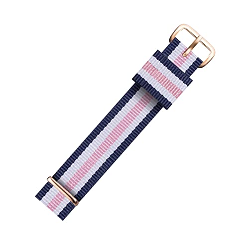 12/13/14/16/17/18/19/20/21/22mm gewebtes Nato-Nylonband mit gestreiftem Druck, leichtes Anti-Schweiß-Armband mit Installationswerkzeugen, 2Blau+Weiß+Rosa-Roségold, 20mm von Bumdenuu