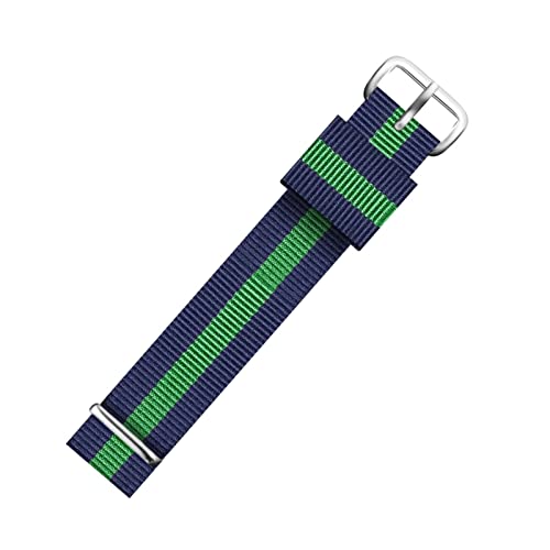 12/13/14/16/17/18/19/20/21/22mm gewebtes Nato-Nylonband mit gestreiftem Druck, leichtes Anti-Schweiß-Armband mit Installationswerkzeugen, Blau+Grün-Silber, 13mm von Bumdenuu