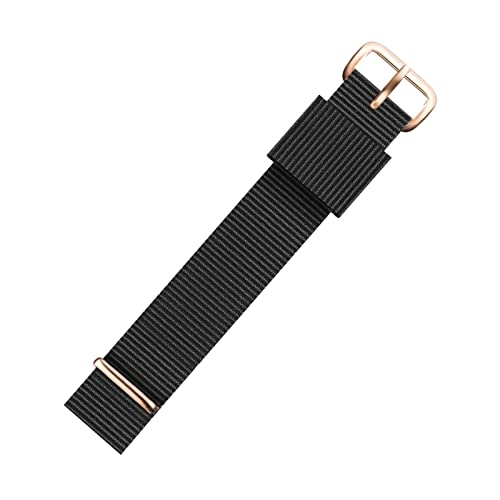 12/13/14/16/17/18/19/20/21/22mm gewebtes Nato-Nylonband mit gestreiftem Druck, leichtes Anti-Schweiß-Armband mit Installationswerkzeugen, Schwarz-Roségold, 17mm von Bumdenuu