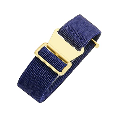 18/20/22mm Herren Damen Military Style Elastisches Nylon Geflochtenes Nato Armband Atmungsaktives Hautfreundliches Uhrenarmband mit Installationswerkzeugen, Blau-Gold, 18mm von Bumdenuu