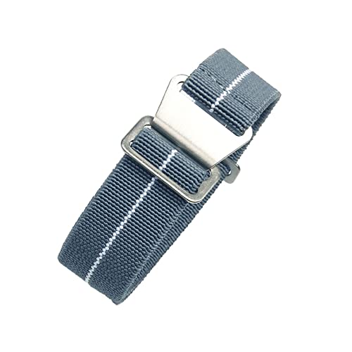 18/20/22mm Herren Damen Military Style Elastisches Nylon Geflochtenes Nato Armband Atmungsaktives Hautfreundliches Uhrenarmband mit Installationswerkzeugen, Grau+Weiß-Silber, 20mm von Bumdenuu